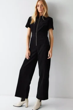Corduroy Short Sleeve Jumpsuit