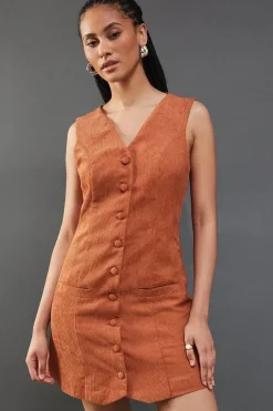 Cord Waistcoat Mini Dress