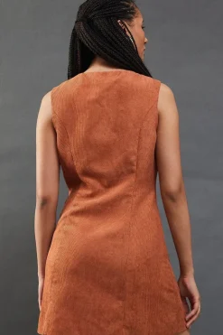 Cord Waistcoat Mini Dress