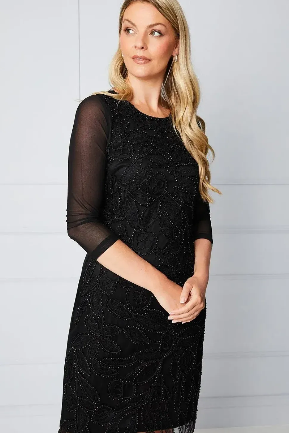 Cornelli Embellished Shift Dress