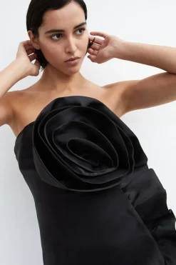 Corsage Detail Bandeau Mini Dress