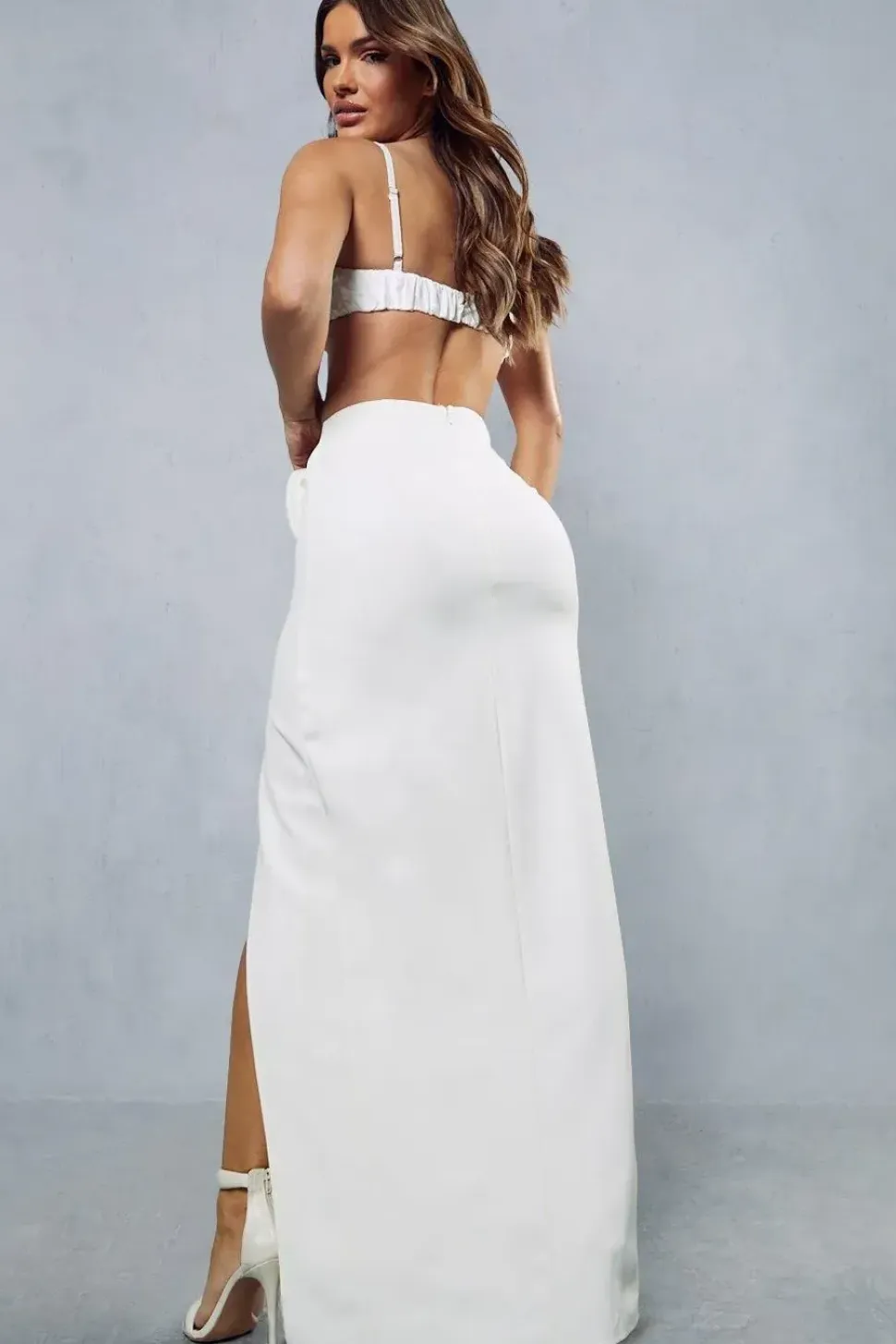 Corsage Detail Ruched Midi Skirt