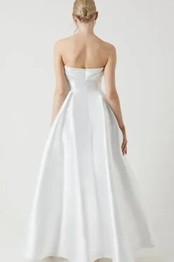 Corsage Detail Twill Wedding Dress