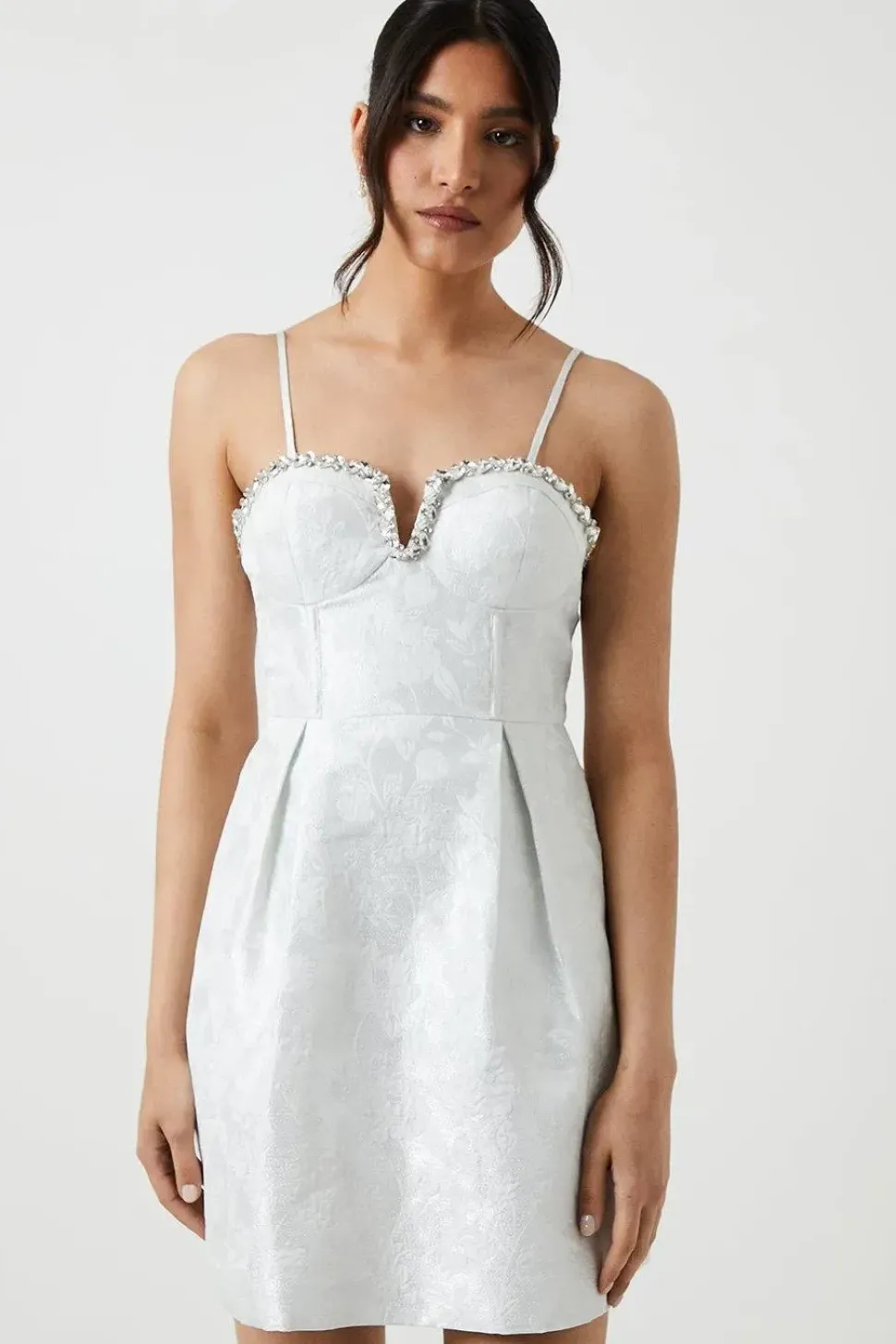 Corset Bodice Jacquard Mini Bridal Dress
