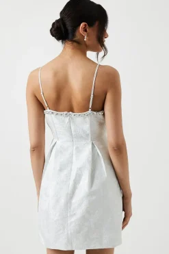 Corset Bodice Jacquard Mini Bridal Dress