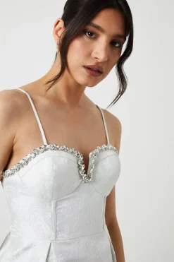 Corset Bodice Jacquard Mini Bridal Dress