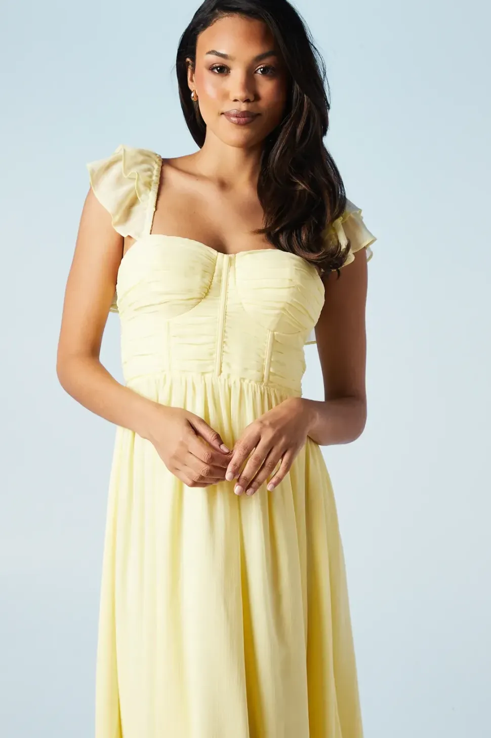 Corset Detail Georgette Bridesmaids Maxi Dress