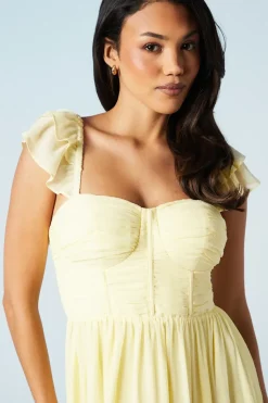 Corset Detail Georgette Bridesmaids Maxi Dress