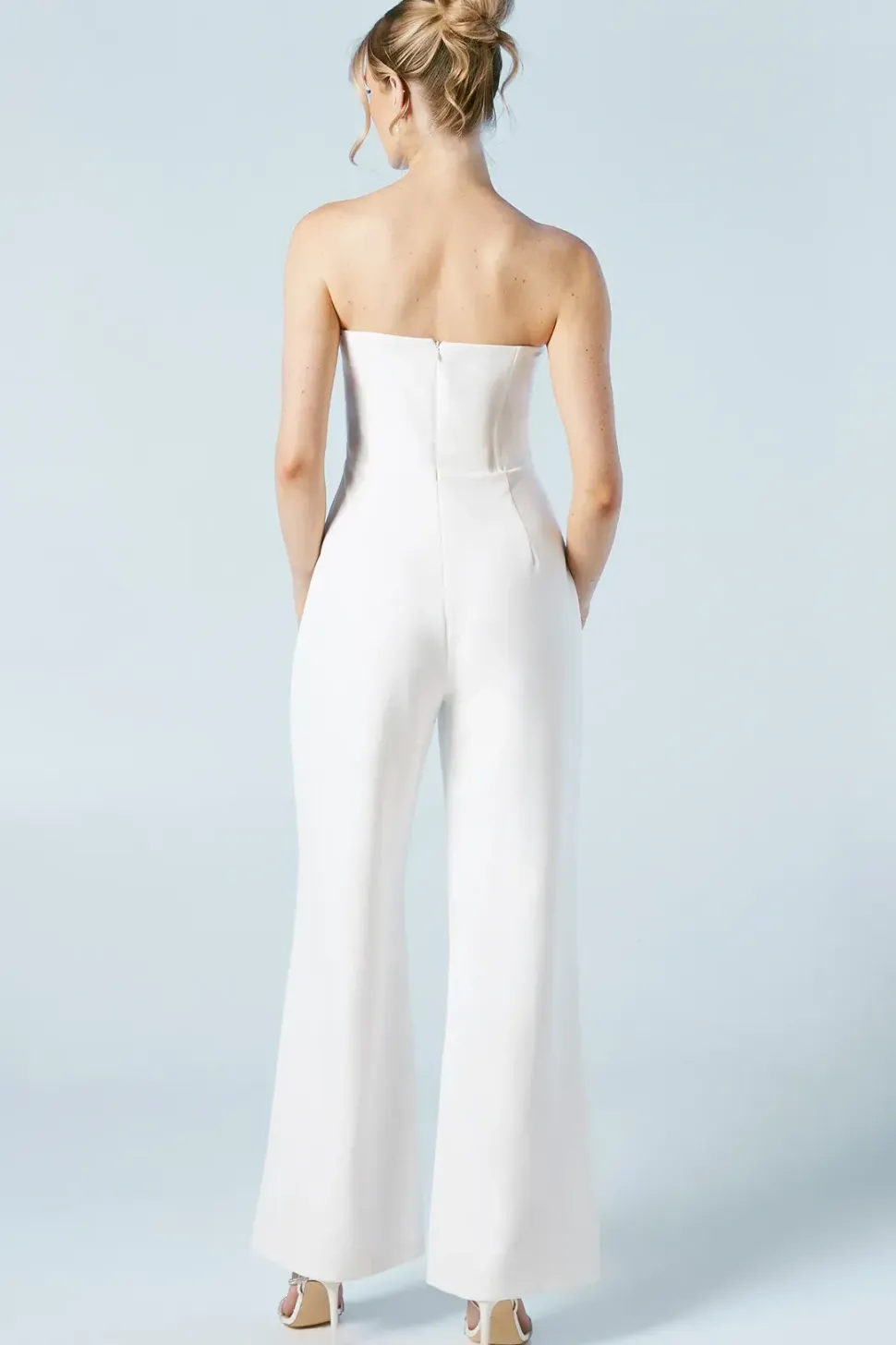 Corset Detail Wide Leg Bridal Jumpsuit