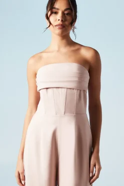 Corset Detail Wide Leg Bridesmaids Jumpsuit