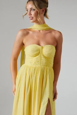 Corset Drape Chiffon Bridesmaid Maxi Dress