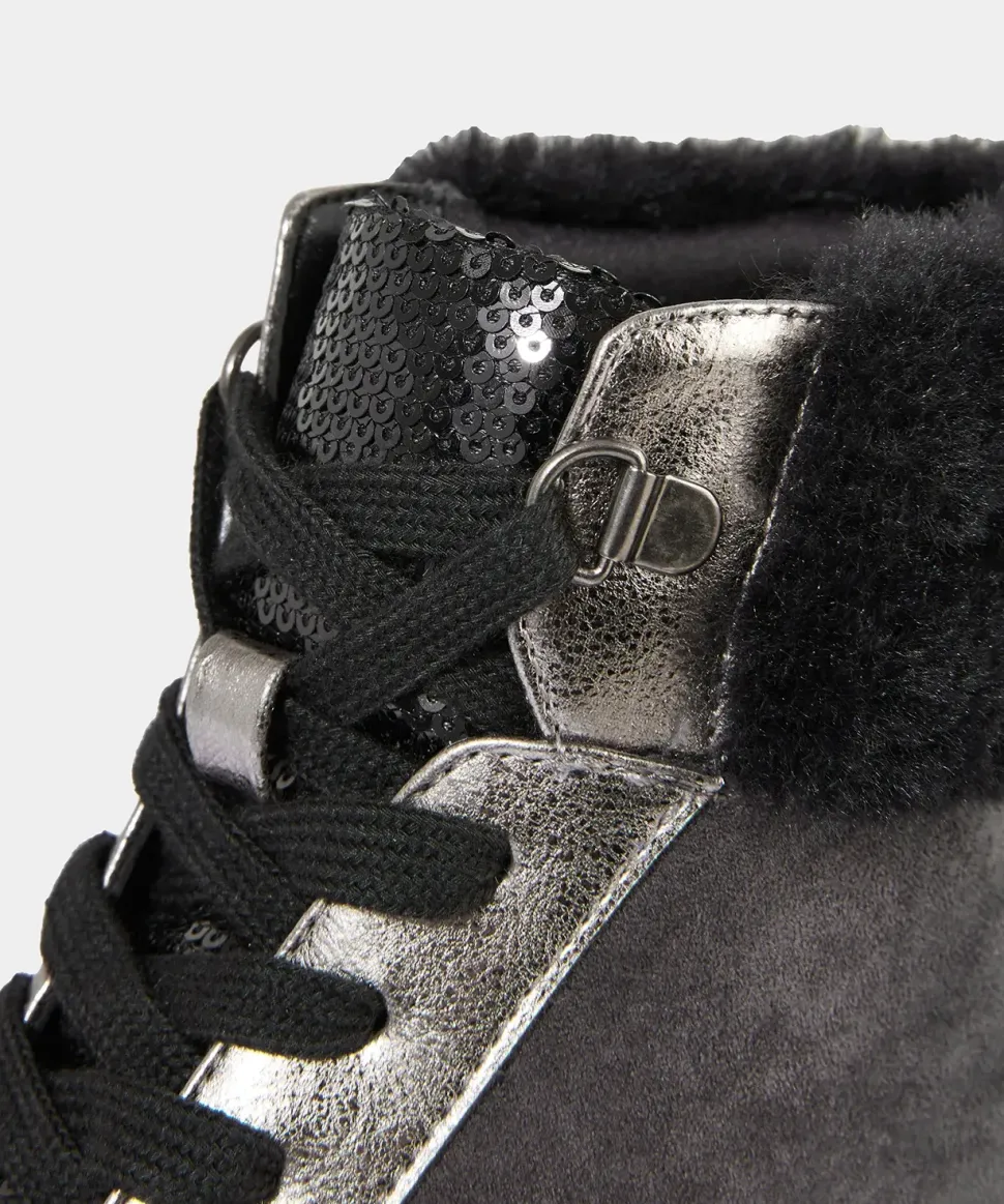 Cosy Faux Fur Trim Trainer Boots