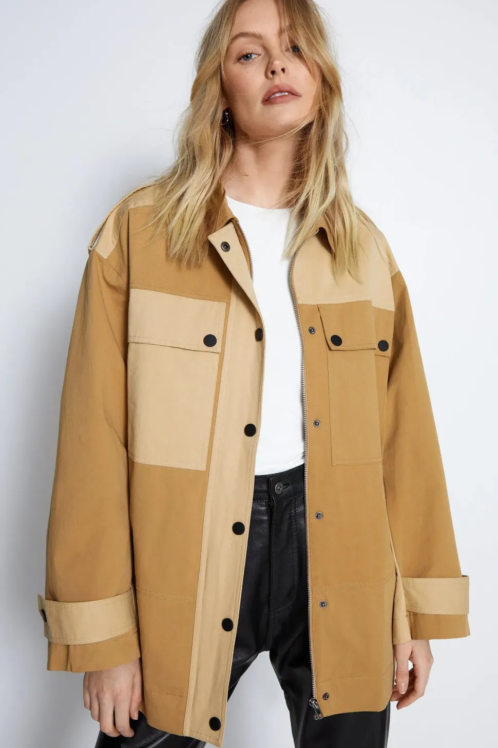 Cotton Colour Block Utility Jacket