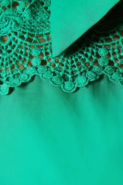 COTTON CUTWORK DETAIL SHIRT DRESS
