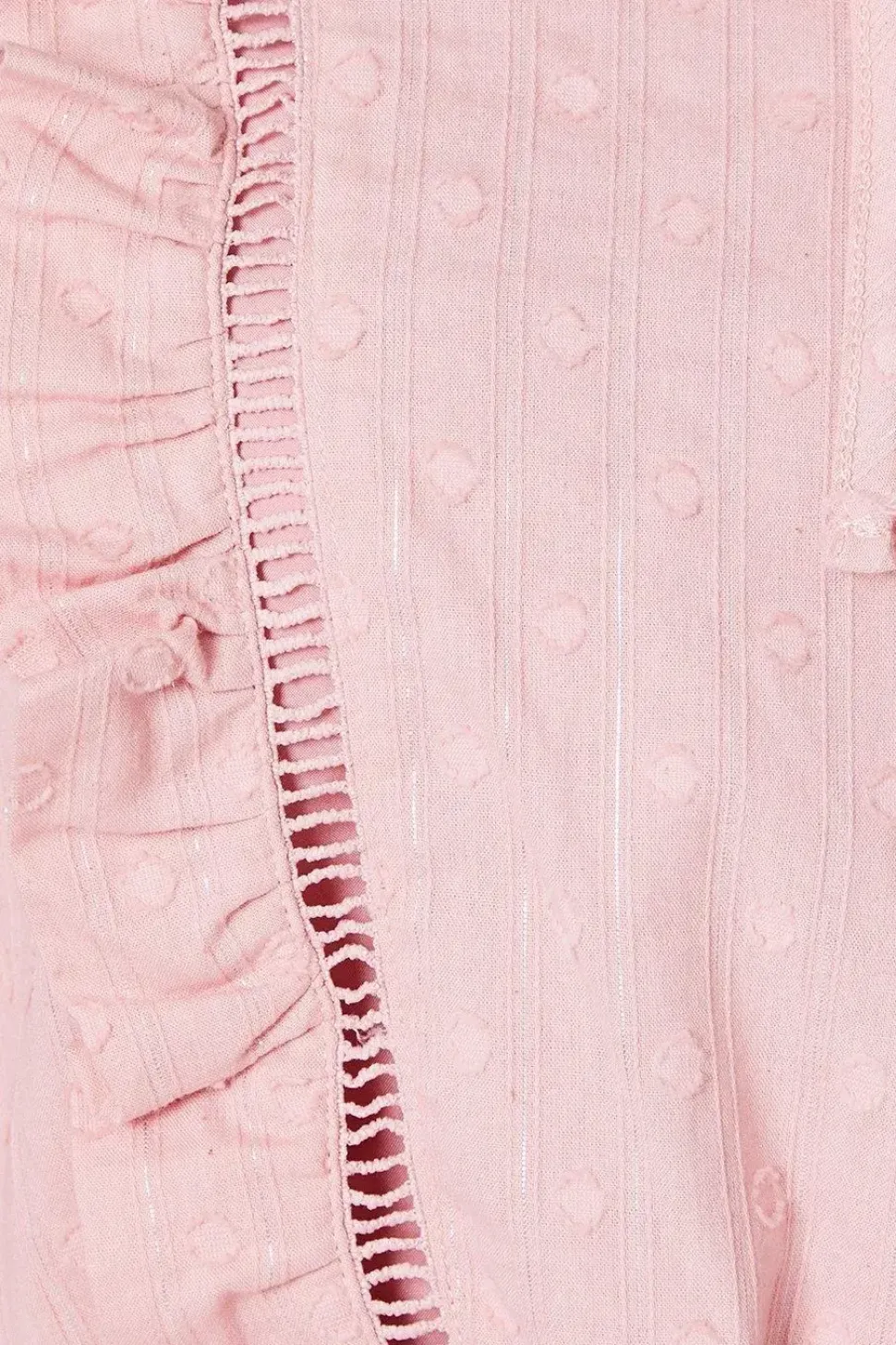 Cotton Dobby Ruffle Tie Waist Mini Dress