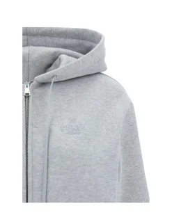 Cotton Hoodie with Adjustable Drawstring and Monogram Detailing