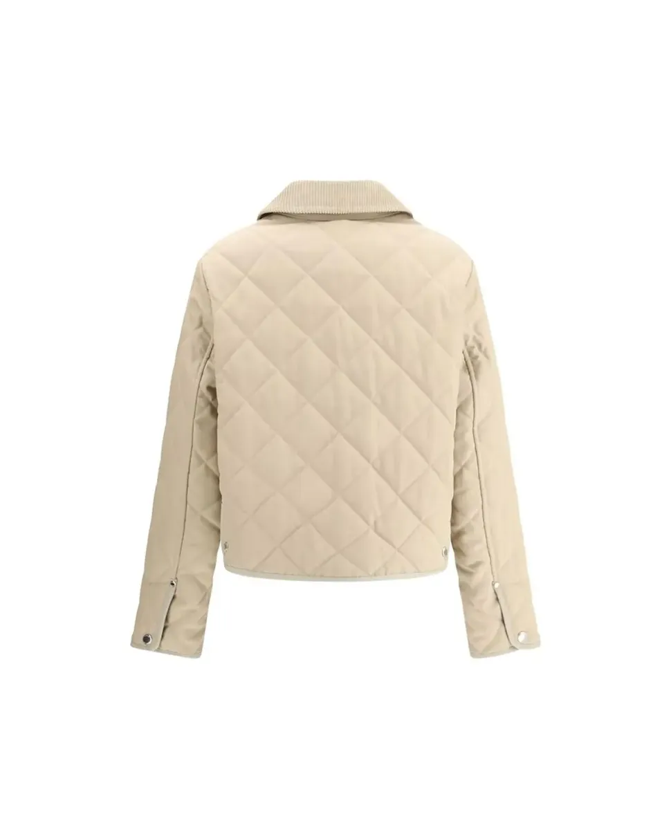 Cotton Jacket with Corduroy Collar and Archivio Check Lining