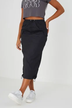 Cotton Maxi Parachute Cargo Skirt