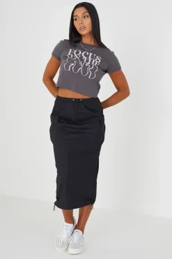 Cotton Maxi Parachute Cargo Skirt