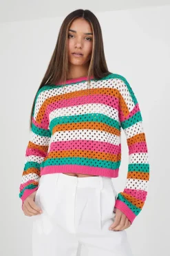 Cotton Mesh Stripe Jumper