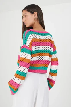 Cotton Mesh Stripe Jumper
