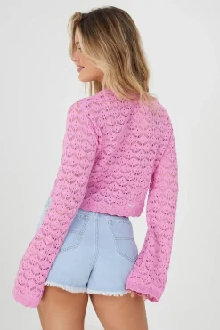 Cotton Open Stitch Crew Neck Jumper