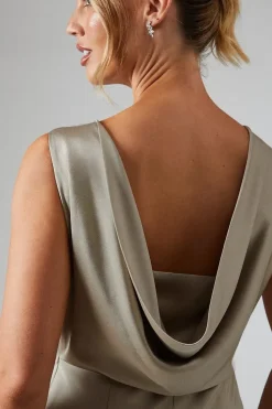 Cowl Back Fishtail Maxi Dress