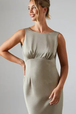 Cowl Back Fishtail Maxi Dress