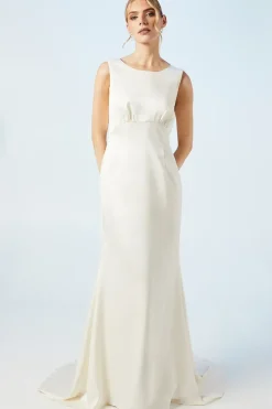 Cowl Back Fishtail Wedding Dress With Puddle