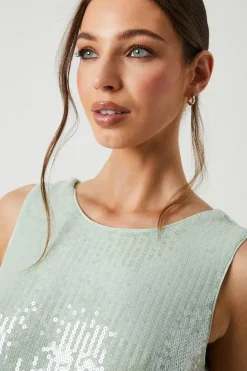 Cowl Back Sheer Sequin Bridesmaid Dress