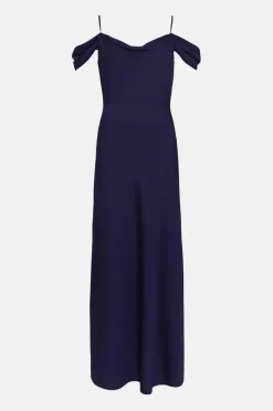 Cowl Cold Shoulder Satin Bias Midaxi Dress