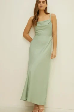 Cowl Double Strap Midi Dress