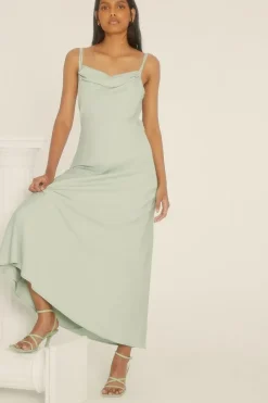 Cowl Double Strap Midi Dress
