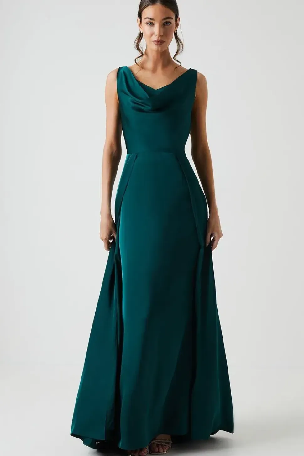 Cowl Neck A-line Satin Bridesmaid Dress