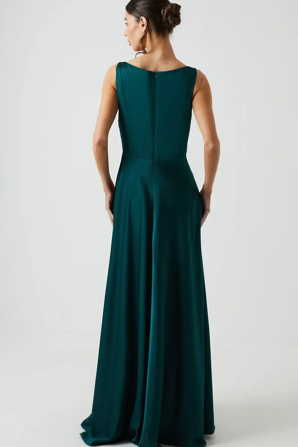 Cowl Neck A-line Satin Bridesmaid Dress