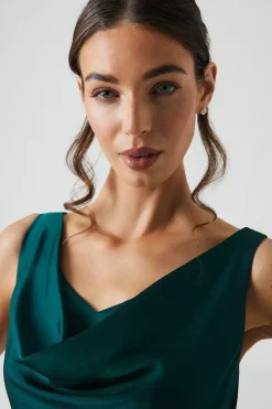Cowl Neck A-line Satin Bridesmaid Dress