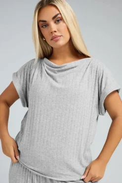 Cowl Neck Ribbed Top