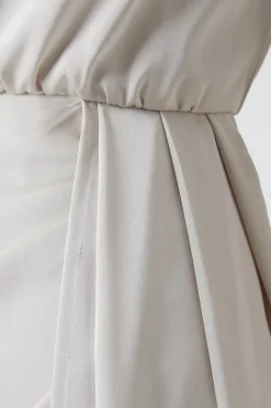 Cowl Neck Sash Satin Bridesmaid Dress