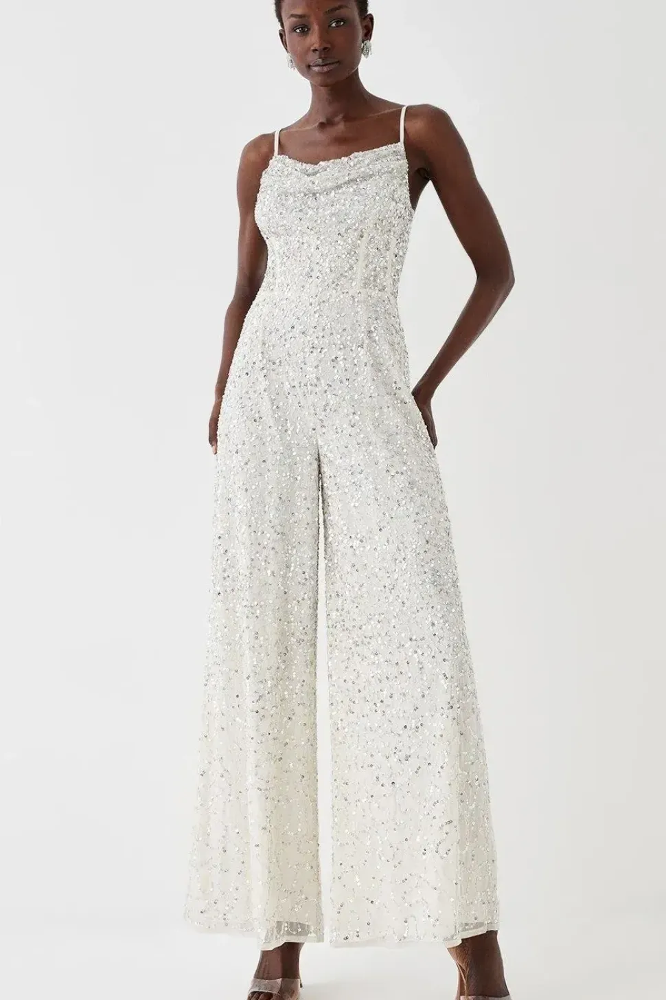 Cowl Neck Sequin Jumpsuit