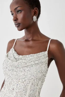 Cowl Neck Sequin Jumpsuit