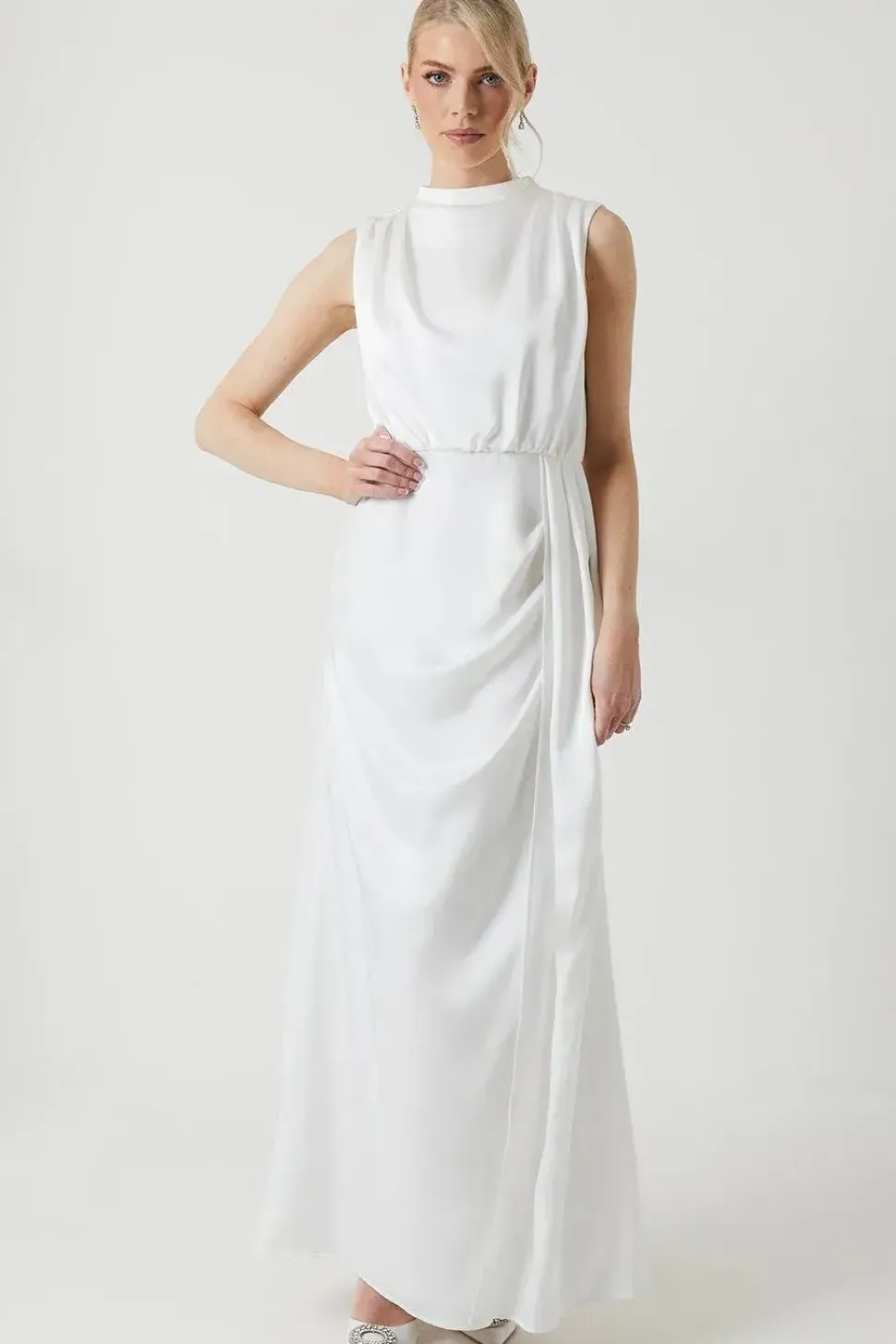 Cowl Neck Slash Neck Bridal Dress
