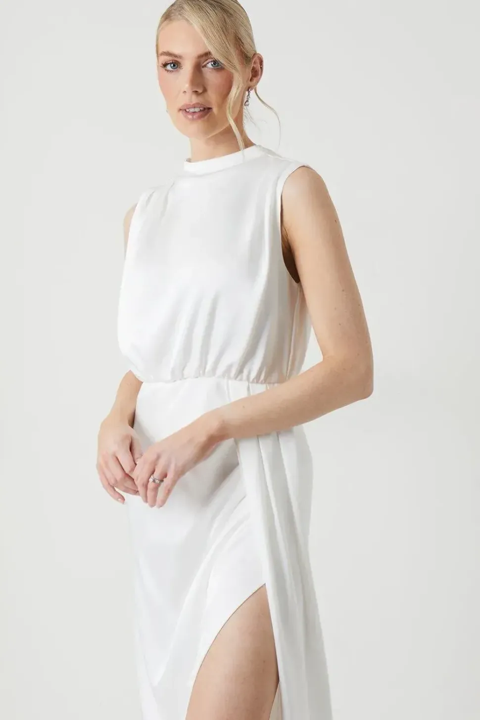 Cowl Neck Slash Neck Bridal Dress