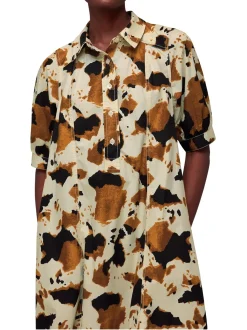 Cow Print Shirt Dress-Animal Print