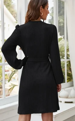 Cozy Soft Long Sleeve Kint Mini Dress