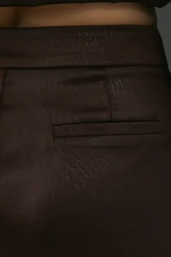 Crackled Satin High Waisted Wide Leg Trouser