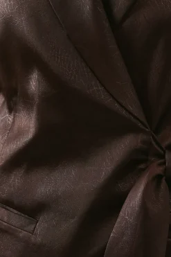 Crackled Satin Tie Side Blazer
