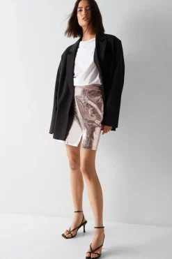 Crackle Faux Leather Pelmet Skirt