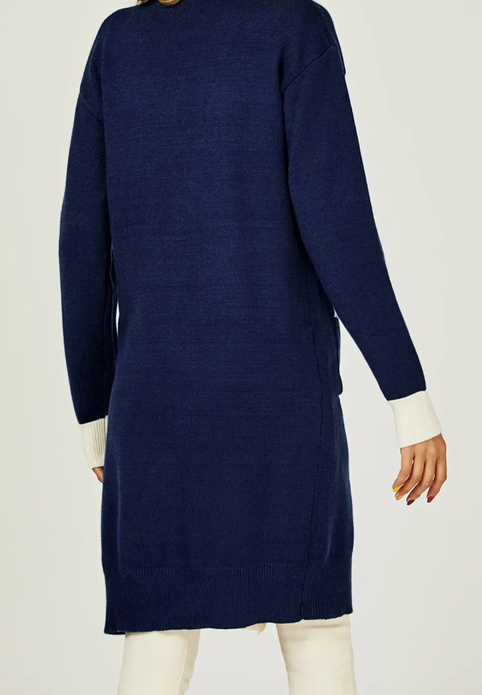 Cream Stripe Cardigan In Navy