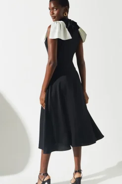 Crepe Bow Shoulder Dress