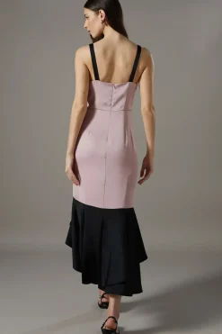 Crepe Corsage Ruffle Dress